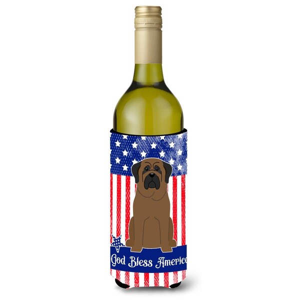 Carolines Treasures Patriotic USA Bullmastiff Wine Bottle Beverge Insulator Hugger - BB3079LITERK