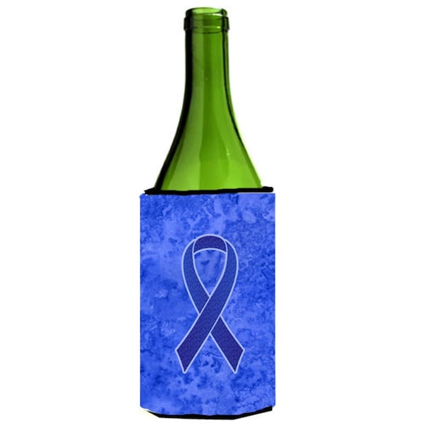 Carolines Treasures Dark Blue Ribbon for Colon Cancer Awareness Wine bottle sleeve Hugger  24 Oz. - AN1202LITERK