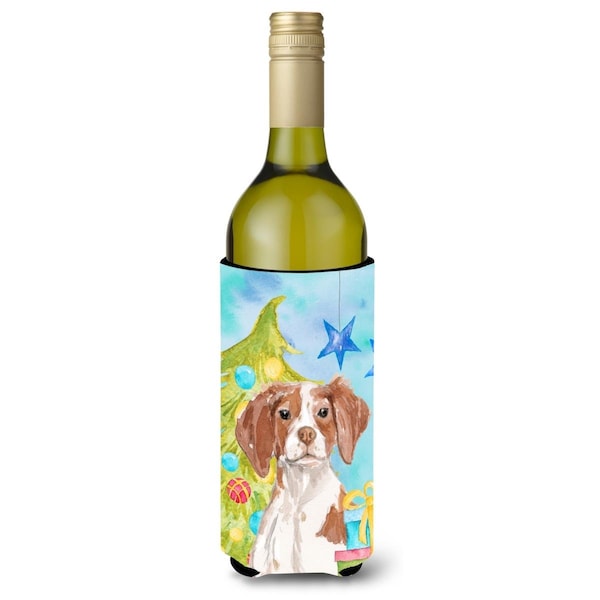 Carolines Treasures Brittany Spaniel Christmas Wine Bottle Beverge Insulator Hugger - BB9399LITERK
