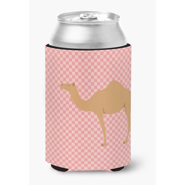 Carolines Treasures Arabian Camel Dromedary Pink Check Can or Bottle Hugger - BB7817CC
