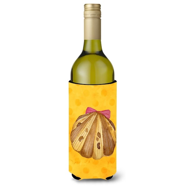 Carolines Treasures Sea Shell Yellow Polkadot Wine Bottle Beverge Insulator Hugger - BB8172LITERK