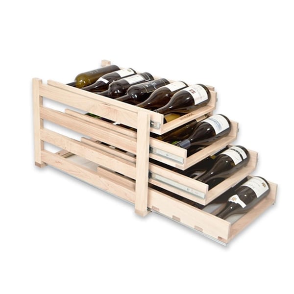Wine Logic Four Tray 24 Bottle Storage Wine Rack - 22.25 x 14.625 x 16.13 in. - WL-MAPLE24