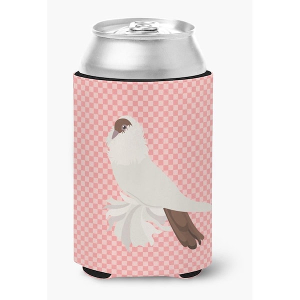 Carolines Treasures German Helmet Pigeon Pink Check Can or Bottle Hugger - BB7944CC