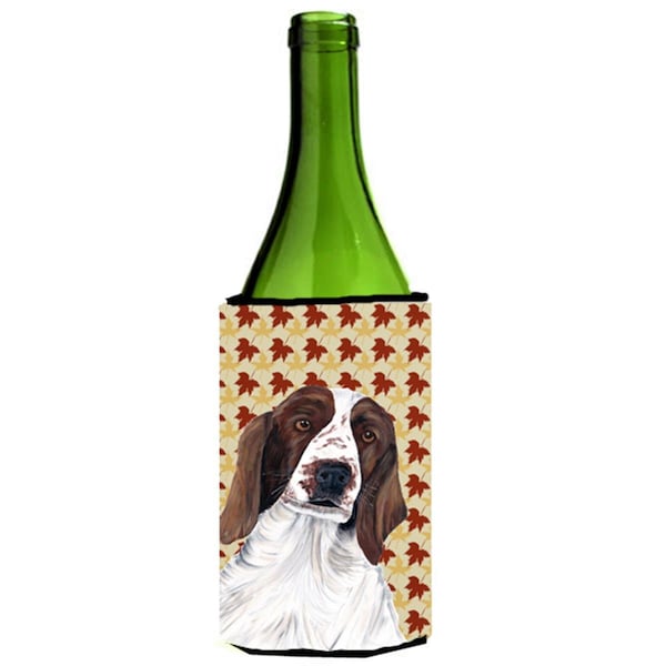 Carolines Treasures Welsh Springer Spaniel Fall Leaves Portrait Wine Bottle   Hugger - 24 oz. - SC9220LITERK