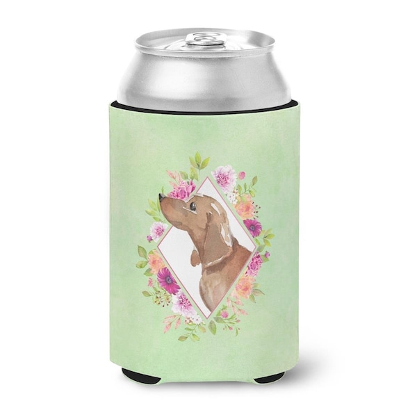 Carolines Treasures Dachshund Green Flowers Can or Bottle Hugger - CK4367CC