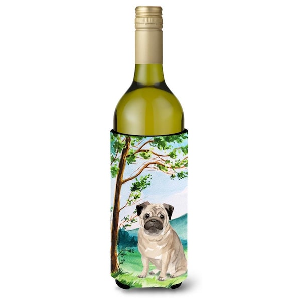Carolines Treasures Under the Tree Fawn Pug Wine Bottle Beverage Insulator Hugger - CK2004LITERK