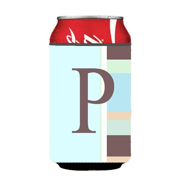 Carolines Treasures Letter P Initial Monogram - Blue Stripes Can Or Bottle  Hugger - CJ1003-PCC