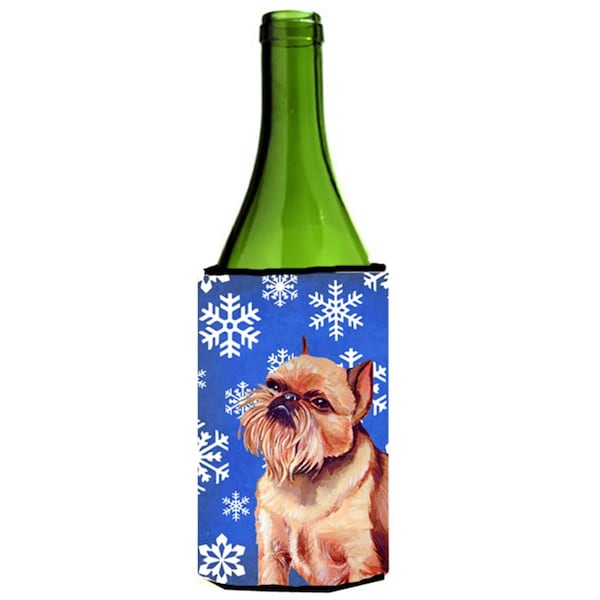 Carolines Treasures Brussels Griffon Winter Snowflakes Holiday Wine bottle sleeve Hugger - 24 oz. - LH9269LITERK