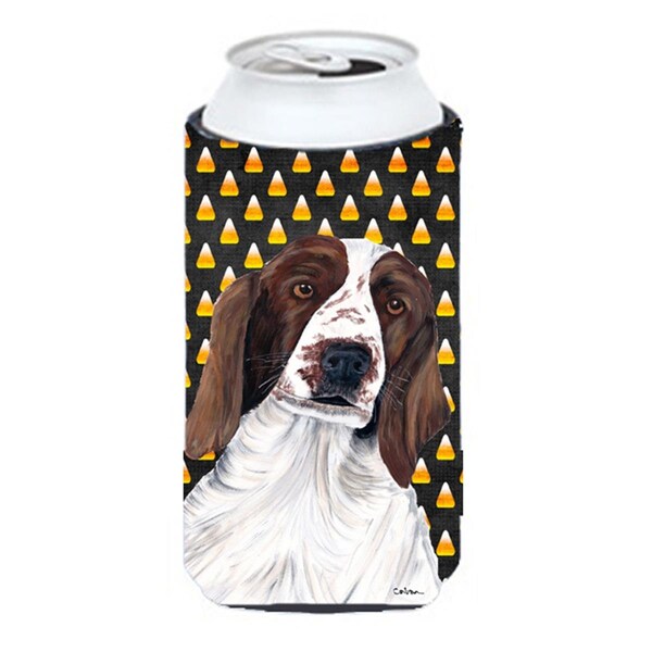 Carolines Treasures Welsh Springer Spaniel Candy Corn Halloween Portrait Tall Boy  Hugger - SC9167TBC