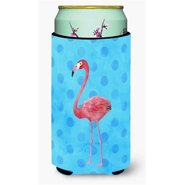 Carolines Treasures Carolines Treasures BB8186TBC Flamingo Blue Polkadot Tall Boy Beverage Insulator Hugger - BB8186TBC