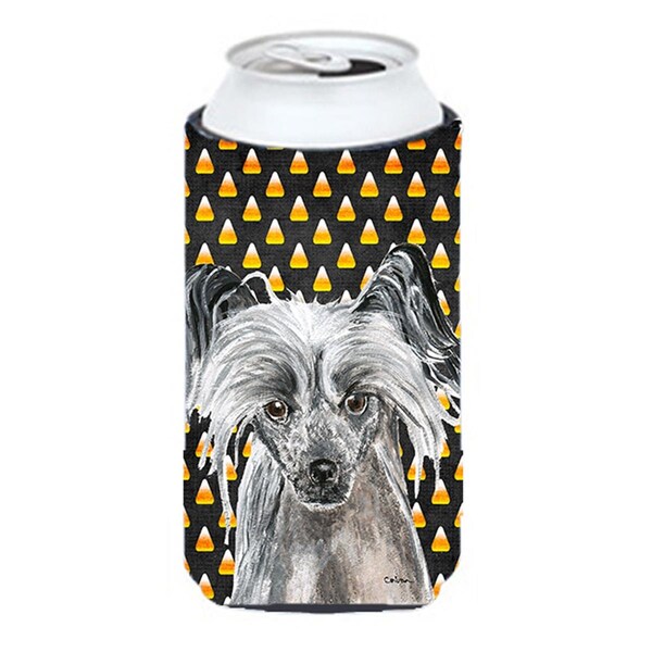 Carolines Treasures Chinese Crested Halloween Candy Corn Tall Boy bottle sleeve Hugger - SC9536TBC
