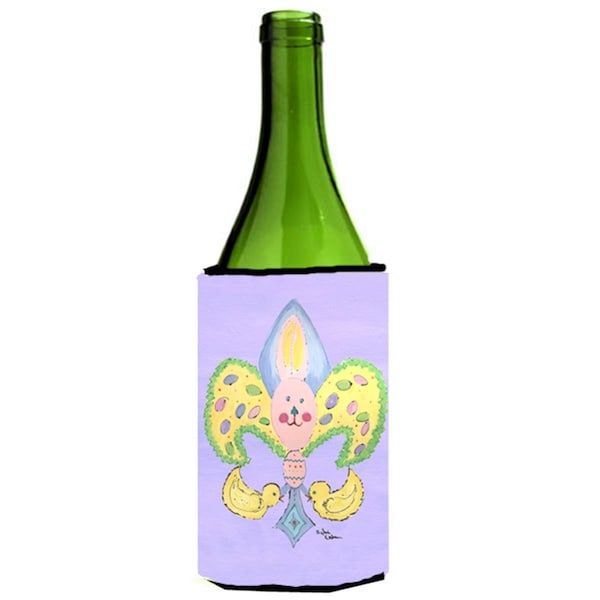 Carolines Treasures Easter Bunny Fleur De Lis Wine Bottle  Hugger - 24 oz. - 8163LITERK