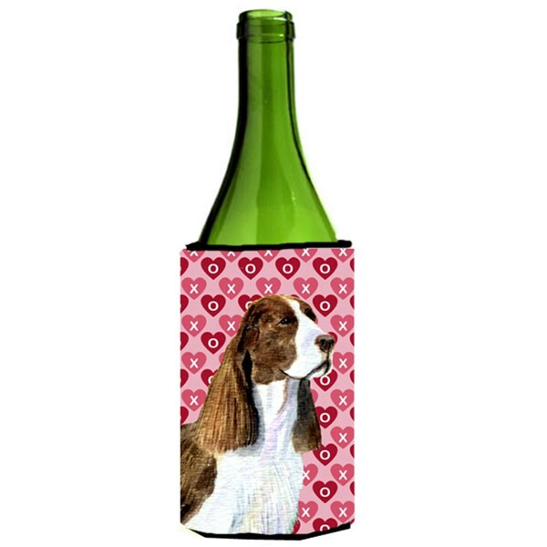 Carolines Treasures Springer Spaniel Hearts Love Valentines Day Wine bottle sleeve Hugger - SS4513LITERK