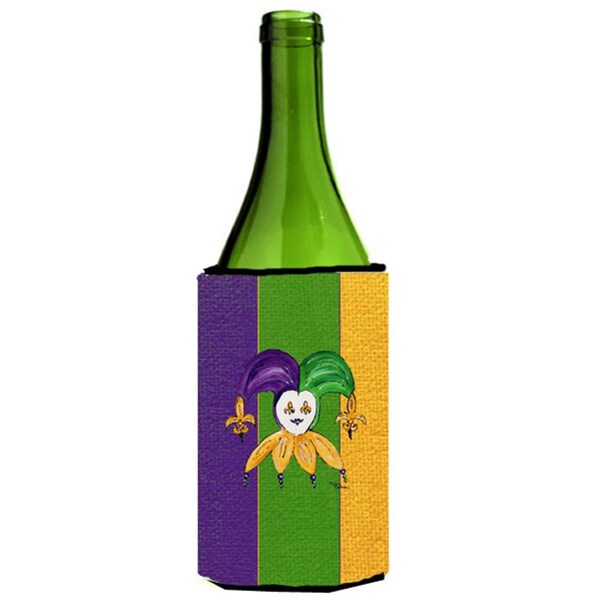 Carolines Treasures Jester Mardi Grass Wine bottle sleeve Hugger - 24 oz. - 8368LITERK