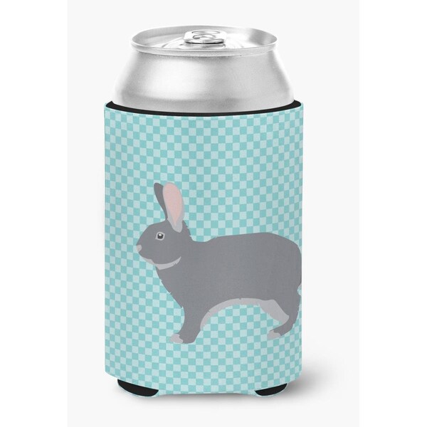 Carolines Treasures Giant Chinchilla Rabbit Blue Check Can or Bottle Hugger - BB8140CC