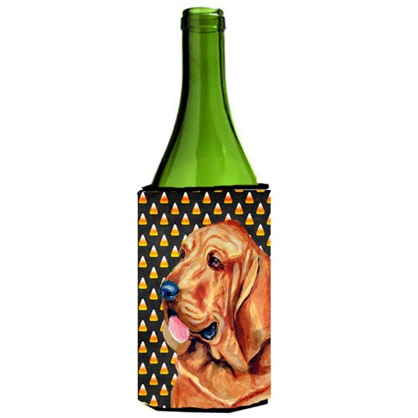 Carolines Treasures Bloodhound Candy Corn Halloween Portrait Wine bottle sleeve Hugger - 24 oz. - LH9072LITERK