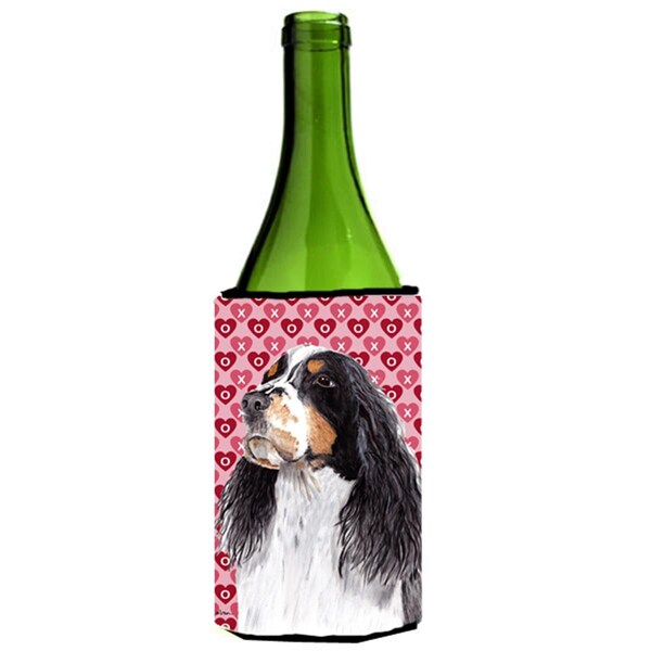 Carolines Treasures Springer Spaniel Hearts Love Valentines Day Wine bottle sleeve Hugger 24 oz. - SC9277LITERK