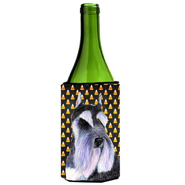 Carolines Treasures Schnauzer Candy Corn Halloween Portrait Wine bottle sleeve Hugger - 24 Oz. - SS4270LITERK
