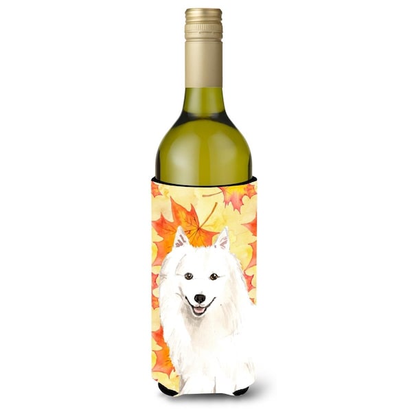 Carolines Treasures Fall Leaves Japanese Spitz Wine Bottle Beverge Insulator Hugger - CK1838LITERK