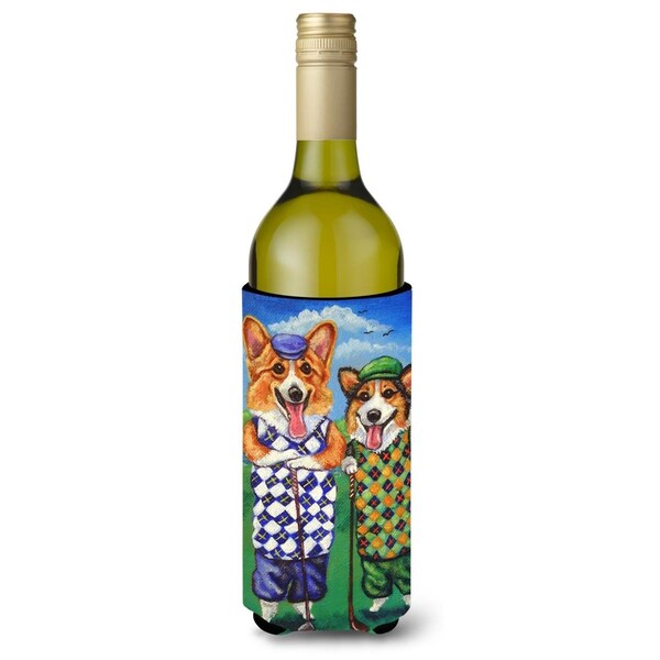 Carolines Treasures Corgi Golfers Wine Bottle Beverage Insulator Hugger - 7361LITERK