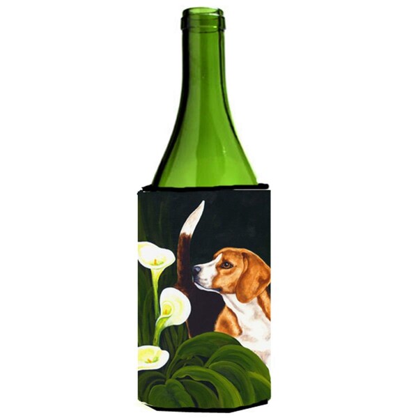 Carolines Treasures Beagle Lillies Wine Bottle Can cooler Hugger - AMB1077LITERK