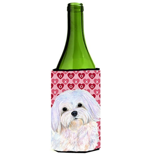 Carolines Treasures Maltese Hearts Love And Valentines Day Portrait Wine bottle sleeve Hugger - 24 oz. - SS4482LITERK