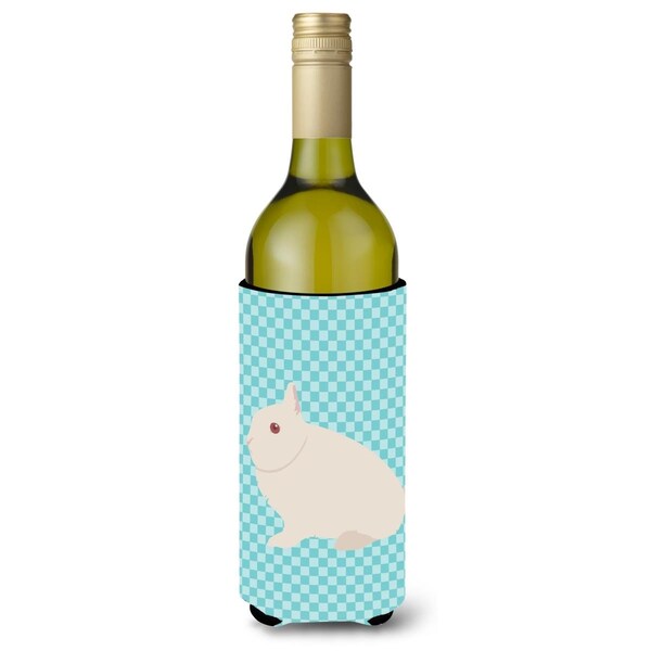 Carolines Treasures Hermelin Rabbit Blue Check Wine Bottle Beverge Insulator Hugger - BB8138LITERK