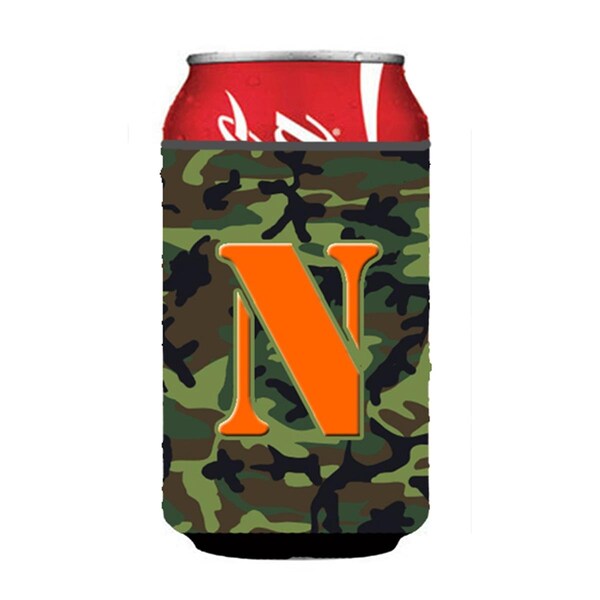 Carolines Treasures Letter N Initial Monogram - Camo Green Can Or Bottle  Hugger - CJ1030-NCC