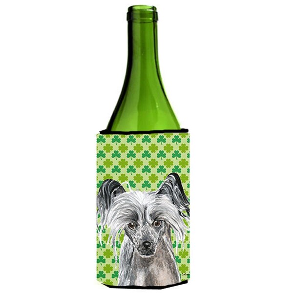 Carolines Treasures Chinese Crested St Patricks Irish Wine bottle sleeve Hugger - 24 oz. - SC9578LITERK