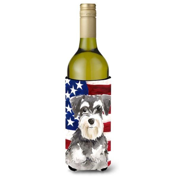 Carolines Treasures Patriotic USA Schnauzer No.2 Wine Bottle Beverge Insulator Hugger - CK1722LITERK