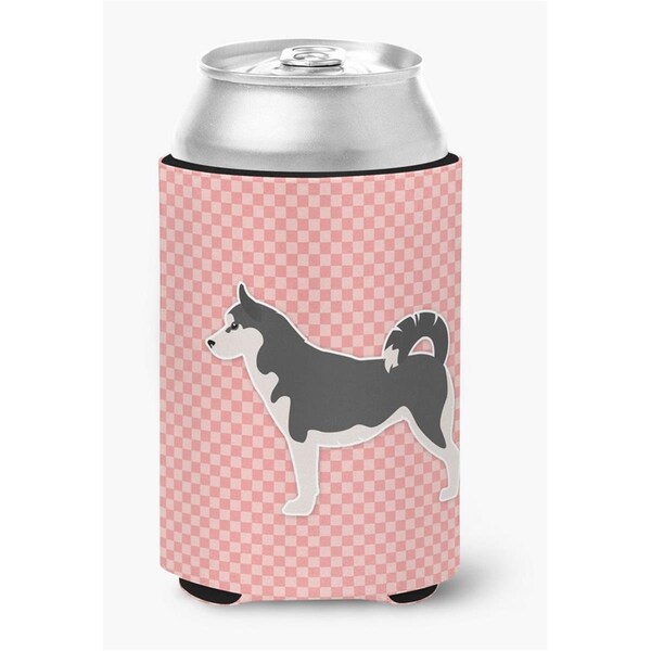 Carolines Treasures Siberian Husky Checkerboard Pink Can or Bottle Hugger - BB3680CC