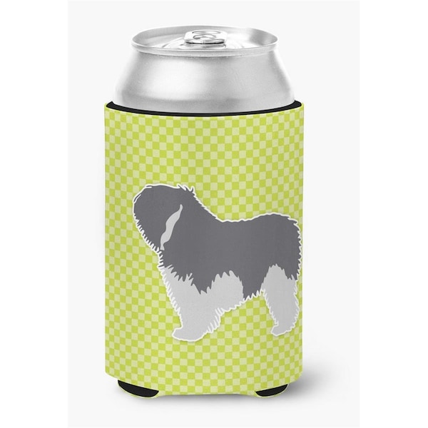Carolines Treasures Polish Lowland Sheepdog Dog Checkerboard Green Can or Bottle Hugger - BB3832CC