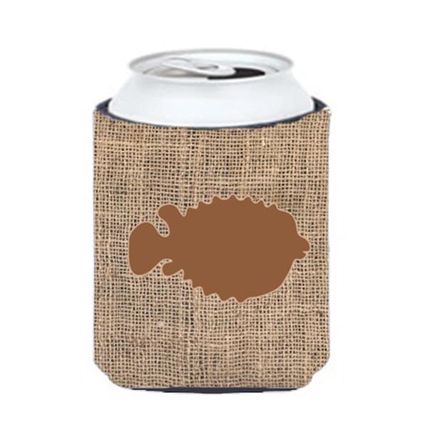 Carolines Treasures Fish - Blowfish Burlap And Brown Can Or Bottle  Hugger - BB1016-BL-BN-CC
