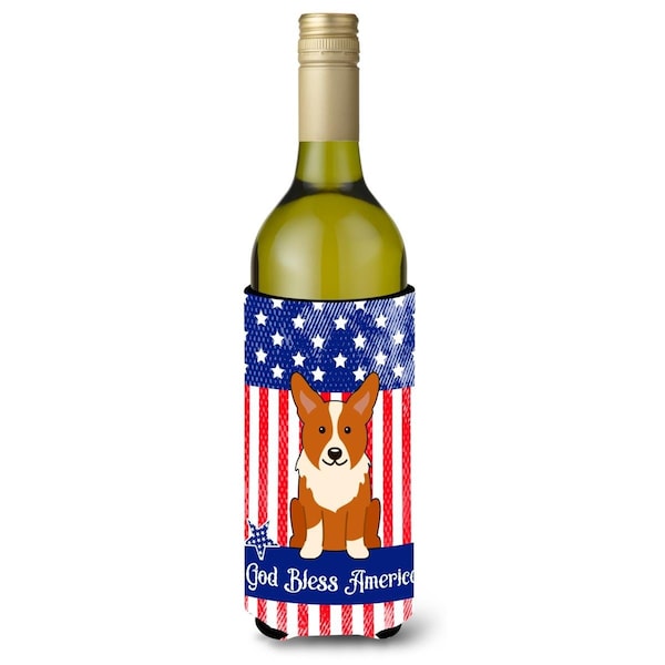 Carolines Treasures Patriotic USA Corgi Wine Bottle Beverge Insulator Hugger - BB3095LITERK