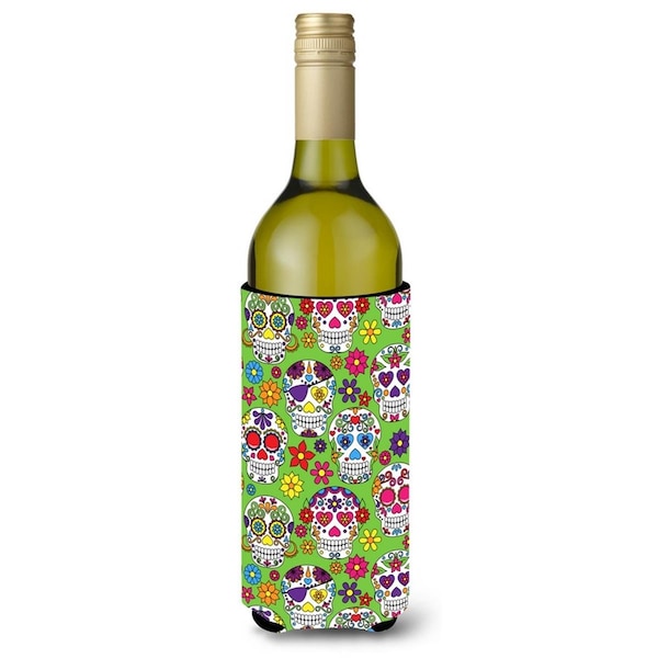 Carolines Treasures Day of the Dead Green Wine Bottle Beverge Insulator Hugger - BB5117LITERK