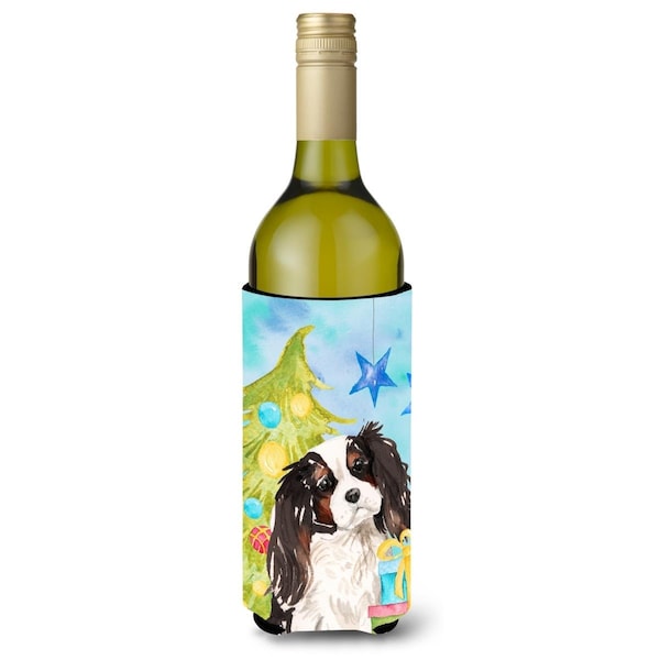 Carolines Treasures Tricolor Cavalier Spaniel Christmas Wine Bottle Beverge Insulator Hugger - BB9402LITERK