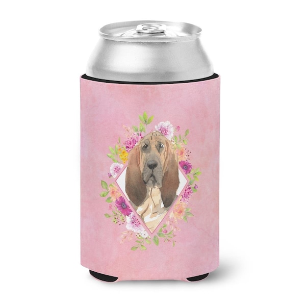Carolines Treasures Bloodhound Pink Flowers Can or Bottle Hugger - CK4259CC
