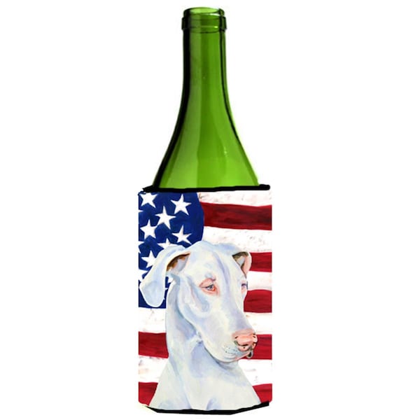 Carolines Treasures USA American Flag With Great Dane Wine bottle sleeve Hugger - 24 oz. - LH9026LITERK