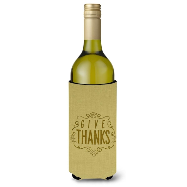 Carolines Treasures Give Thanks Wine Bottle Beverge Insulator Hugger - BB5469LITERK