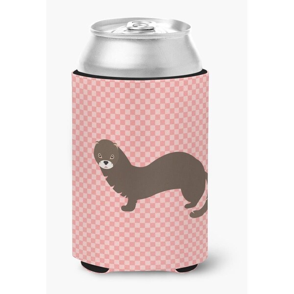 Carolines Treasures Russian or European Mink Pink Check Can or Bottle Hugger - BB7868CC
