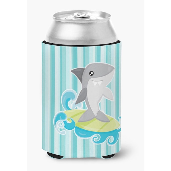 Carolines Treasures Surfin Shark on Stripes Can or Bottle Hugger - BB6942CC