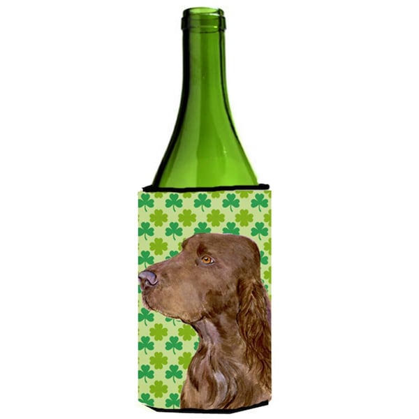 Carolines Treasures Field Spaniel St. Patricks Day Shamrock Portrait Wine bottle sleeve Hugger - 24 oz. - SS4456LITERK