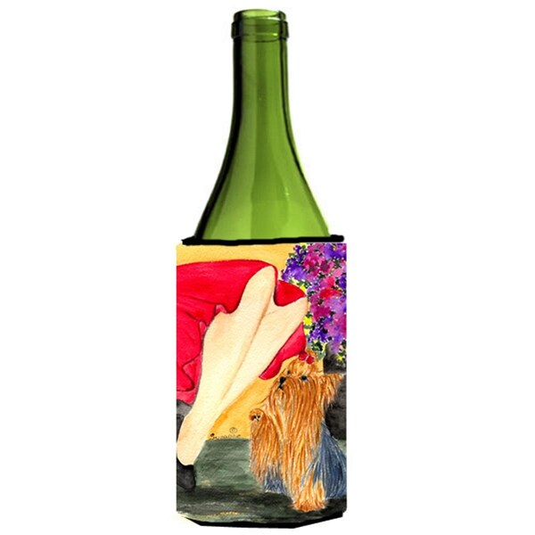 Carolines Treasures Lady With Her Yorkie Wine bottle sleeve Hugger - 24 oz. - SS8522LITERK