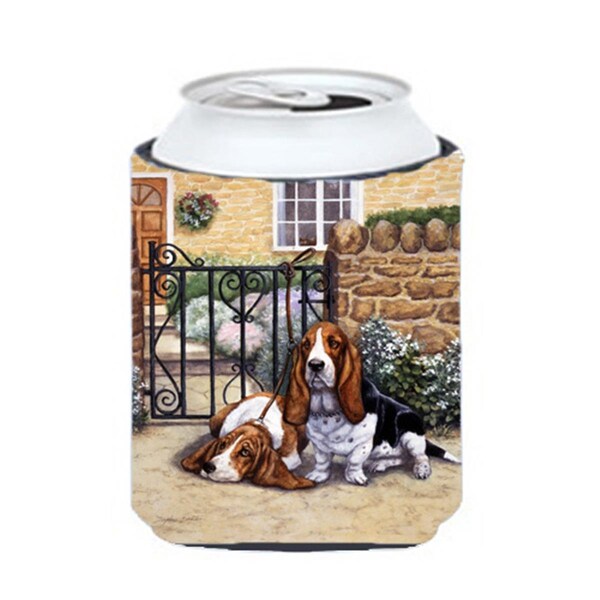 Carolines Treasures Basset Hound at the Gate Can or Bottle Hugger - BDBA0312CC
