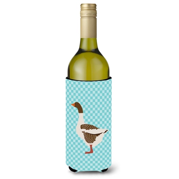 Carolines Treasures Pomeranian Rogener Goose Blue Check Wine Bottle Beverge Insulator Hugger - BB8077LITERK