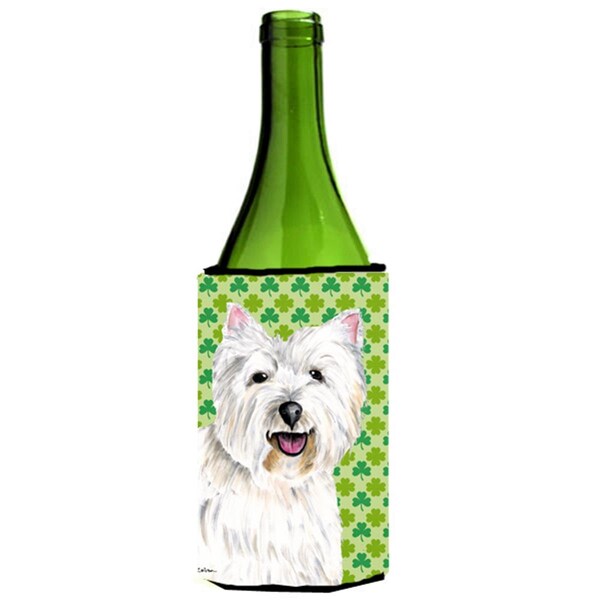 Carolines Treasures Westie St. Patricks Day Shamrock Portrait Wine bottle sleeve Hugger 24 oz. - SC9290LITERK