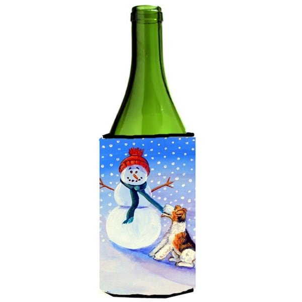Carolines Treasures Snowman With Fox Terrier Wine bottle sleeve Hugger - 24 oz. - 7156LITERK