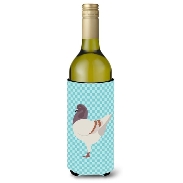 Carolines Treasures German Modena Pigeon Blue Check Wine Bottle Beverge Insulator Hugger - BB8123LITERK