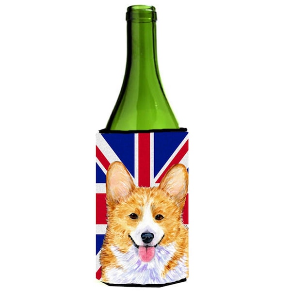 Carolines Treasures Corgi With English Union Jack British Flag Wine bottle sleeve Hugger - 24 Oz. - SS4928LITERK