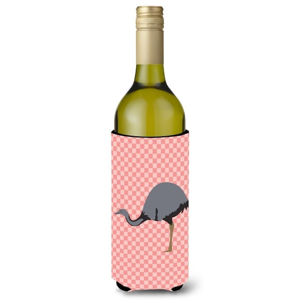 Carolines Treasures Rhea Pink Check Wine Bottle Beverge Insulator Hugger - BB7923LITERK